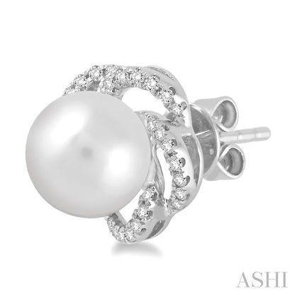 Flower Pearl & Diamond Earrings