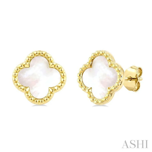 Bead Clover Mother Of Pearl Earrings