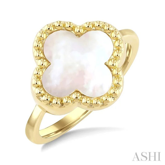 Bead Clover Mother Of Pearl Ring