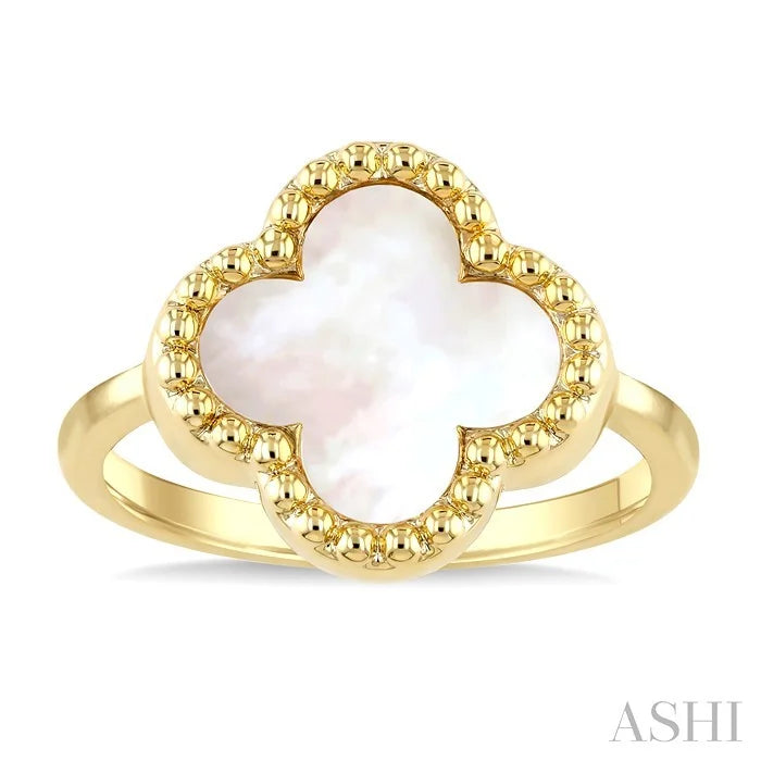 Bead Clover Mother Of Pearl Ring