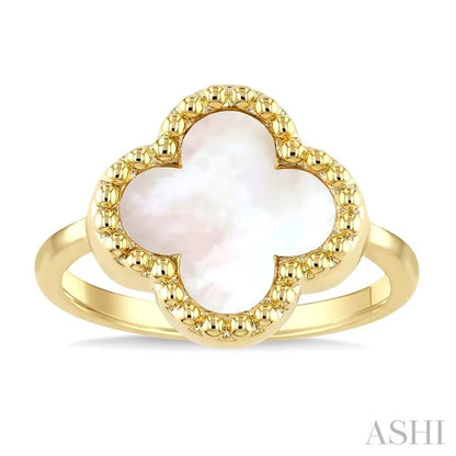 Bead Clover Mother Of Pearl Ring