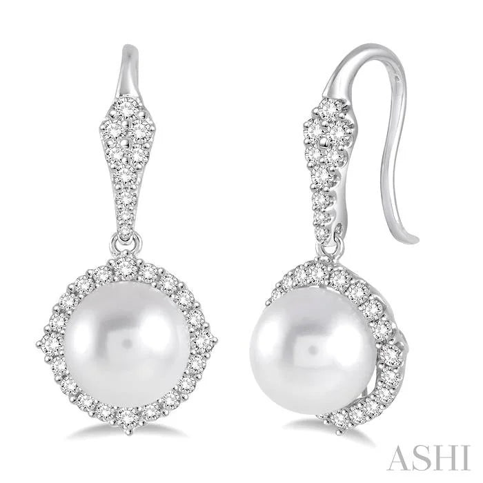 Pearl & Halo Diamond Earrings