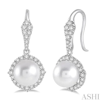 Pearl & Halo Diamond Earrings