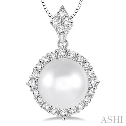 Pearl & Halo Diamond Pendant