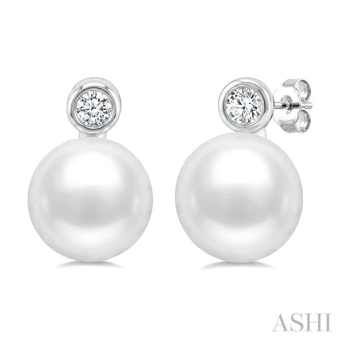 Pearl & Diamond Stud Earrings