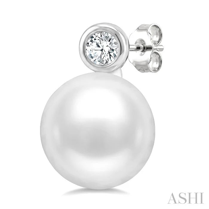 Pearl & Diamond Stud Earrings