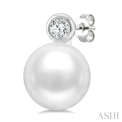 Pearl & Diamond Stud Earrings