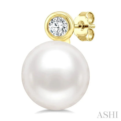 Pearl & Diamond Stud Earrings
