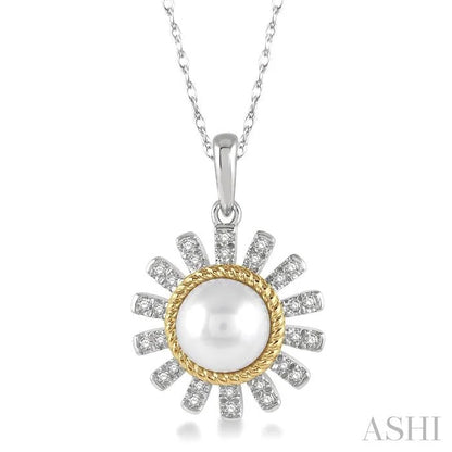 Sunflower Pearl & Diamond Fashion Pendant