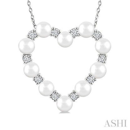 Heart Shape Pearl & Diamond Pendant