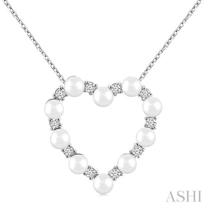 Heart Shape Pearl & Diamond Pendant