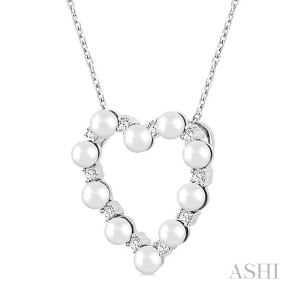 Heart Shape Pearl & Diamond Pendant