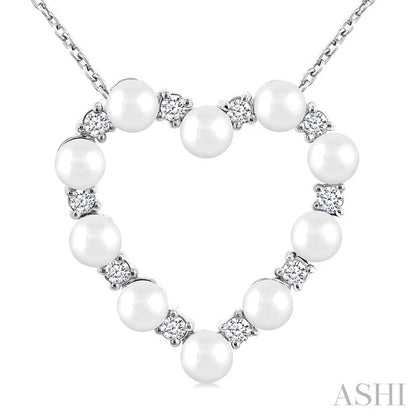 Heart Shape Pearl & Diamond Pendant