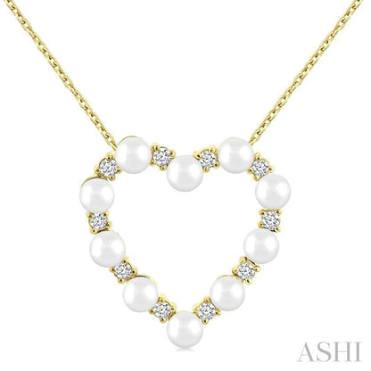 Heart Shape Pearl & Diamond Pendant
