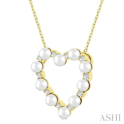 Heart Shape Pearl & Diamond Pendant