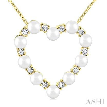 Heart Shape Pearl & Diamond Pendant