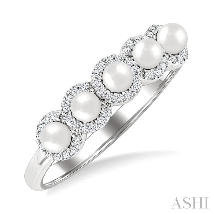 Pearl & Halo Diamond Ring