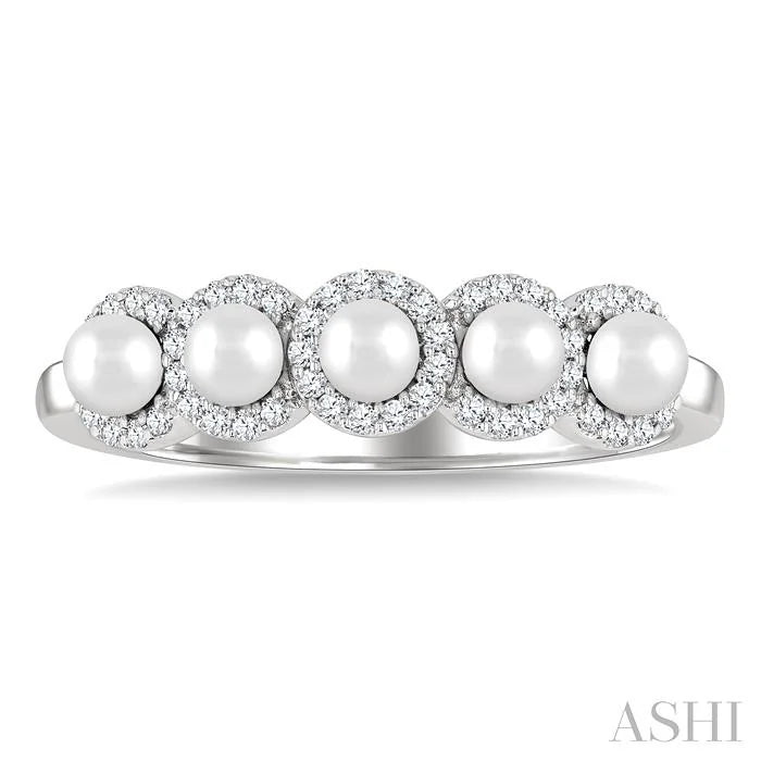 Pearl & Halo Diamond Ring