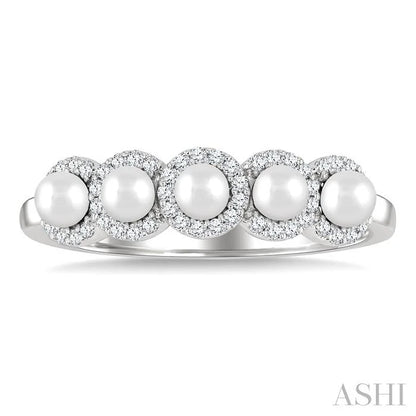 Pearl & Halo Diamond Ring