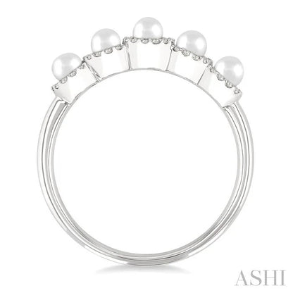 Pearl & Halo Diamond Ring
