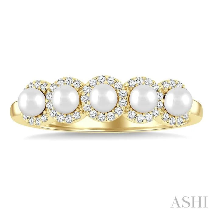 Pearl & Halo Diamond Ring