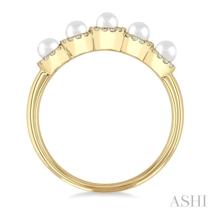 Pearl & Halo Diamond Ring