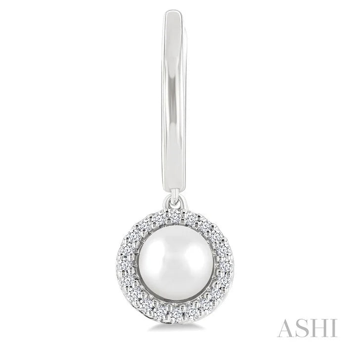 Pearl & Petite Halo Diamond Huggie Fashion Earrings