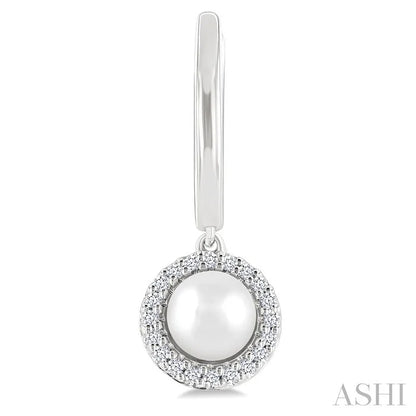 Pearl & Petite Halo Diamond Huggie Fashion Earrings