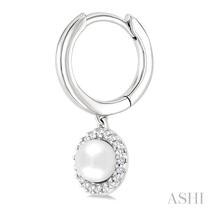 Pearl & Petite Halo Diamond Huggie Fashion Earrings