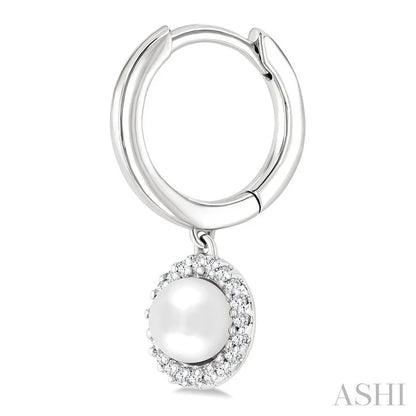 Pearl & Petite Halo Diamond Huggie Fashion Earrings