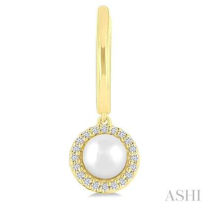 Pearl & Petite Halo Diamond Huggie Fashion Earrings
