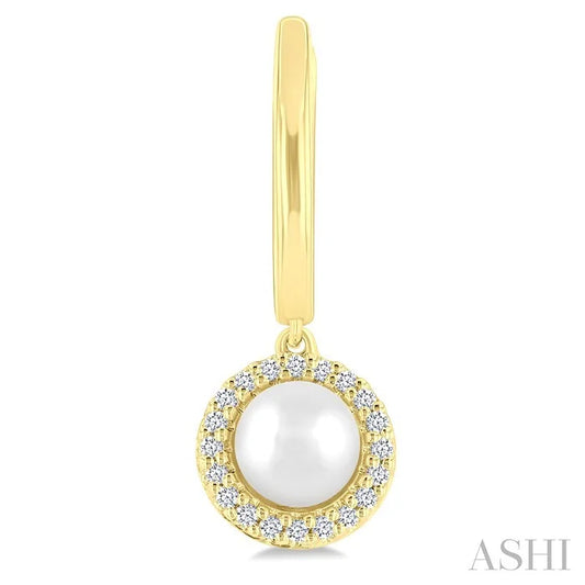 Pearl & Petite Halo Diamond Huggie Fashion Earrings