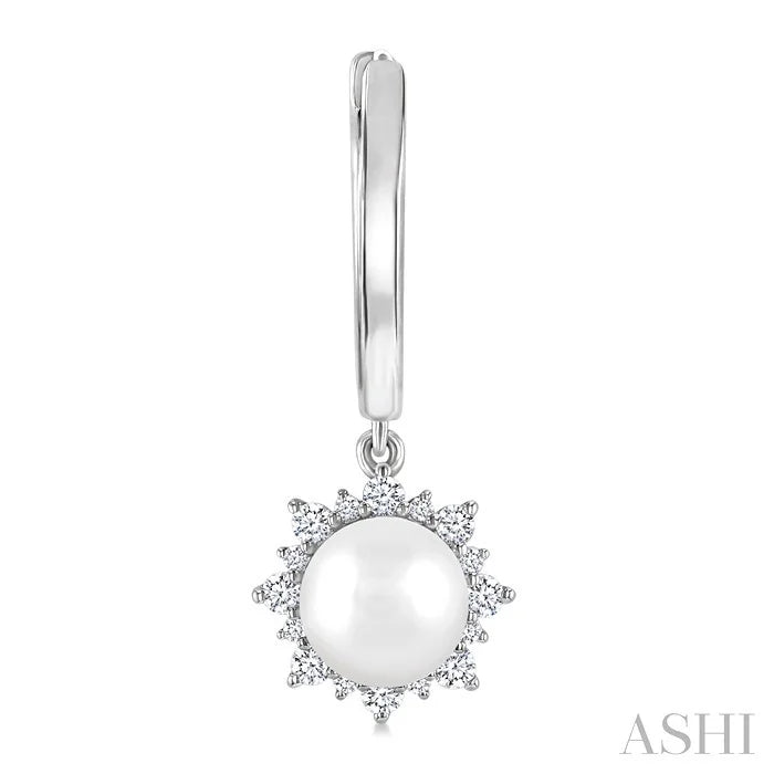Pearl & Petite Diamond Fashion Huggie Earrings