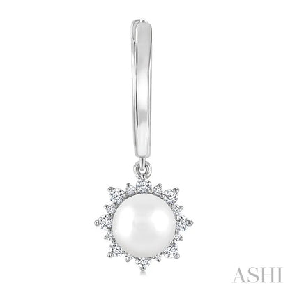 Pearl & Petite Diamond Fashion Huggie Earrings