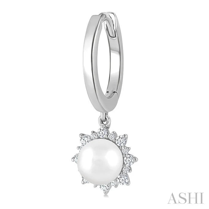 Pearl & Petite Diamond Fashion Huggie Earrings