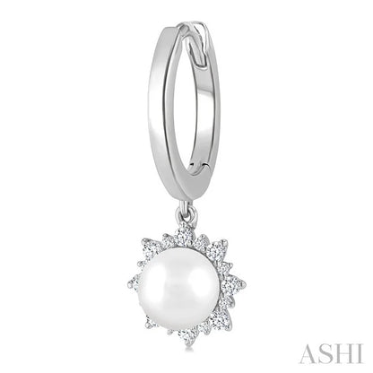 Pearl & Petite Diamond Fashion Huggie Earrings