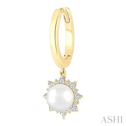 Pearl & Petite Diamond Fashion Huggie Earrings