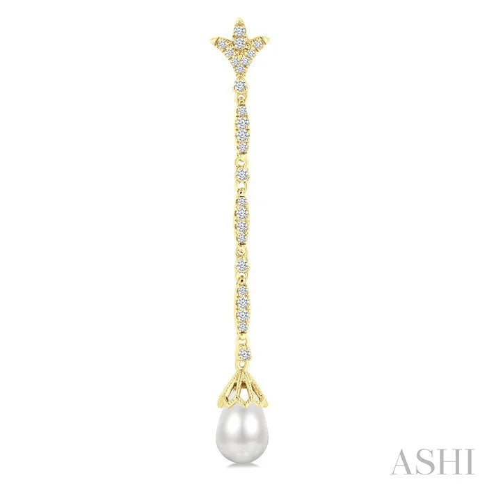 Pearl & Diamond Long Earrings