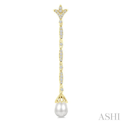 Pearl & Diamond Long Earrings