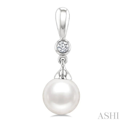 Pearl & Diamond Drop Earrings
