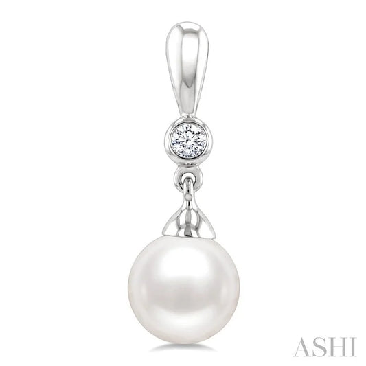 Pearl & Diamond Drop Earrings