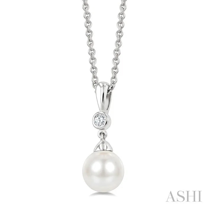 Pearl & Diamond Drop Pendant