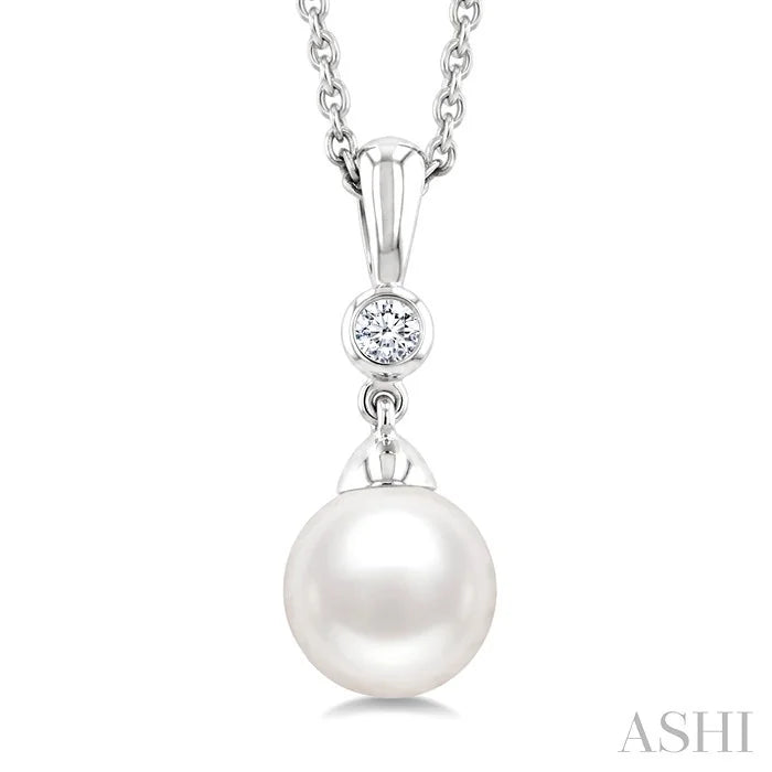 Pearl & Diamond Drop Pendant