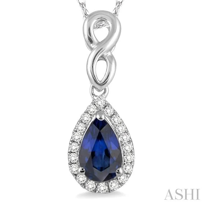 Pear Shape Gemstone & Halo Diamond Pendant