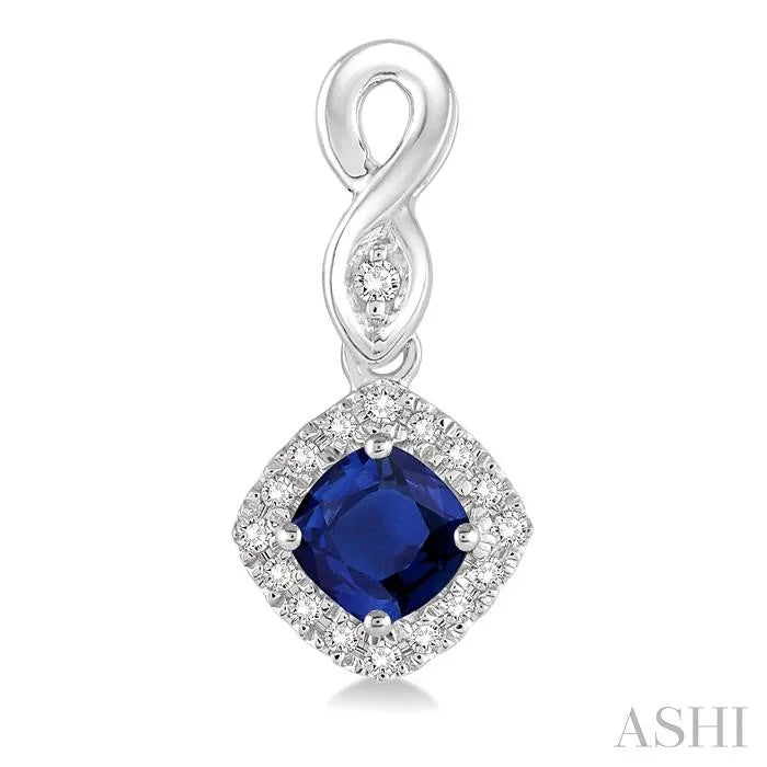 Cushion Shape Gemstone & Halo Diamond Earrings