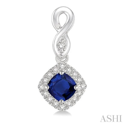 Cushion Shape Gemstone & Halo Diamond Earrings