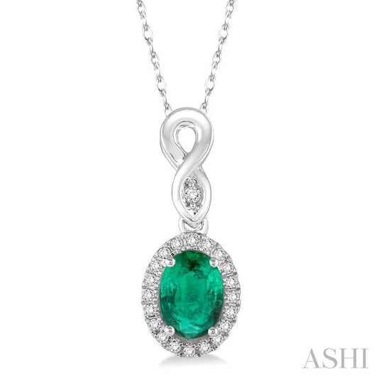 Oval Shape Gemstone & Halo Diamond Pendant