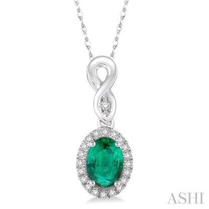 Oval Shape Gemstone & Halo Diamond Pendant