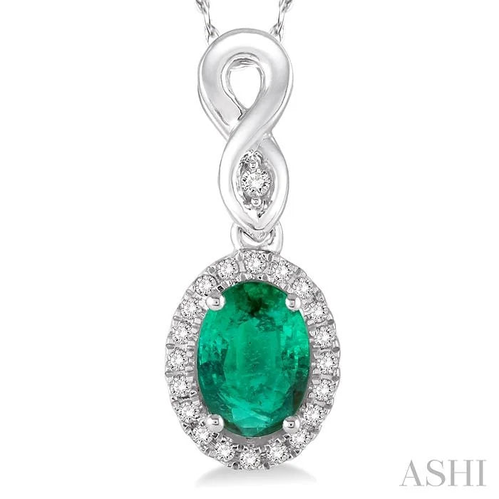 Oval Shape Gemstone & Halo Diamond Pendant