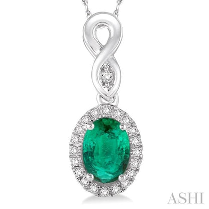 Oval Shape Gemstone & Halo Diamond Pendant